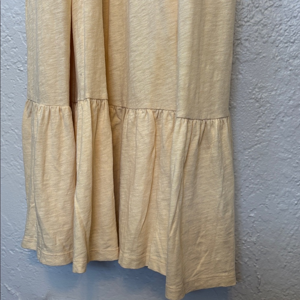 Z Supply Rory Pale Yellow Tiered Spaghetti-Strap Cotton Maxi Dress M - Picture 4 of 8